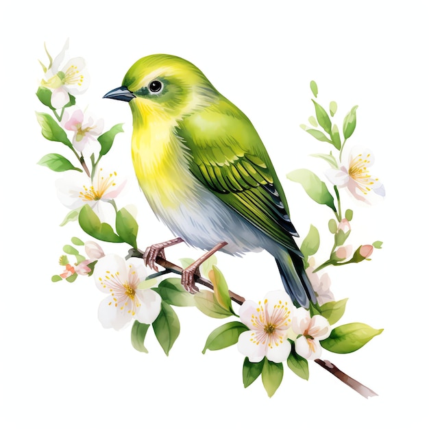 Leuke Europese greenfinch vogel aquarel illustratie clipart