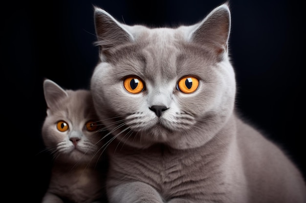 Leuke foto van een moederkat met kittens Britse korthaar katten AI Generated