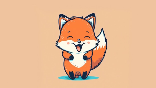 Leuke foto van een vos Cartoon gelukkige kleine getekende dieren