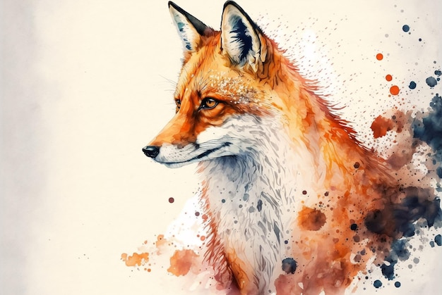 Leuke Fox Face Aquarel illustratie Generatieve AI