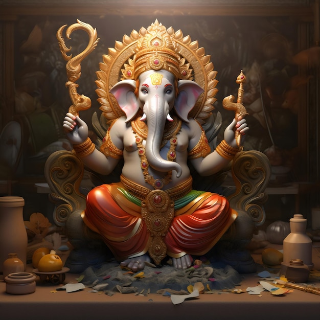 Leuke Ganpati afbeelding met een mooie achtergrond