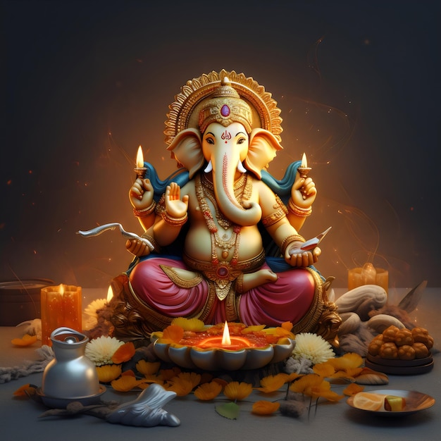 Leuke Ganpati afbeelding met een mooie achtergrond