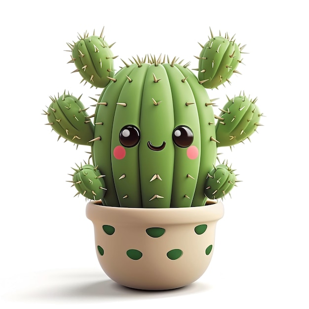 Leuke geanimeerde cactus in een pot