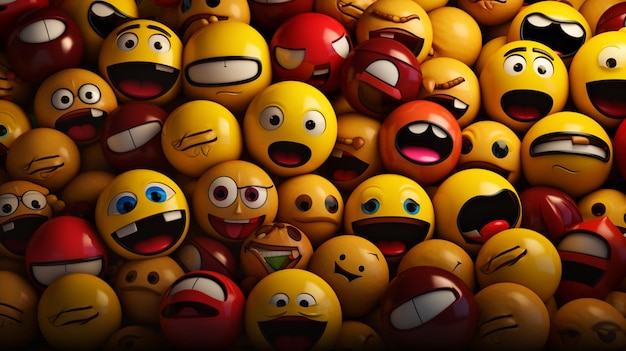 Leuke gele emoji gezicht cartoon behang beeld Ai gegenereerde kunst