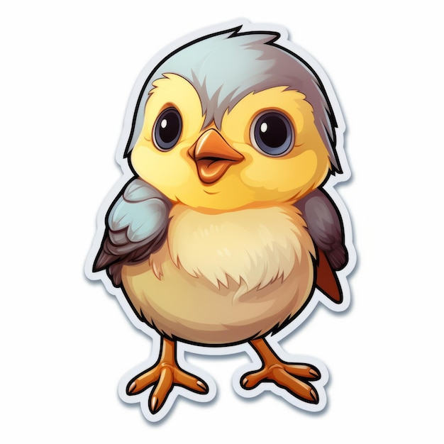 Leuke gele en bruine Finch Bird Sticker 2d Game Art Style