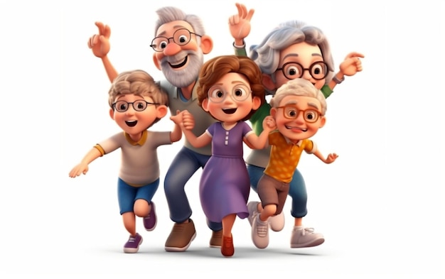Leuke gelukkige familie moeder cartoon generatieve AI