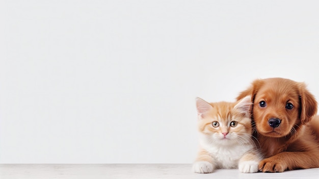 Leuke gezichten van honden en katten Webbanner met kopieerruimte