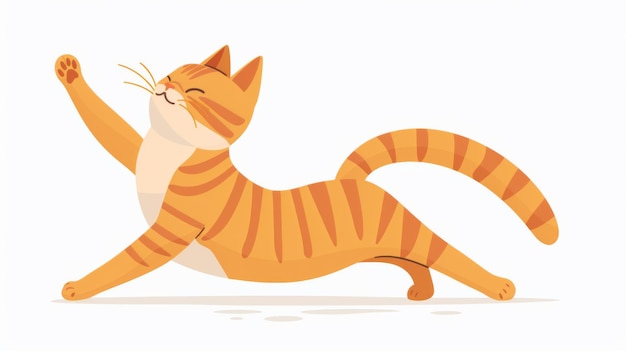 Leuke ginger kat strekt vector illustratie mooie rode kitten tekening