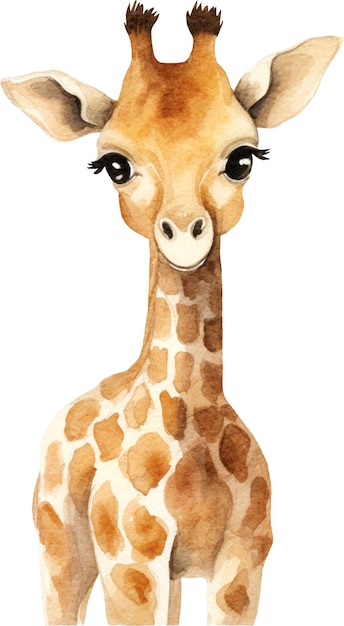 Leuke giraffe portret aquarel illustratie geïsoleerd op wit