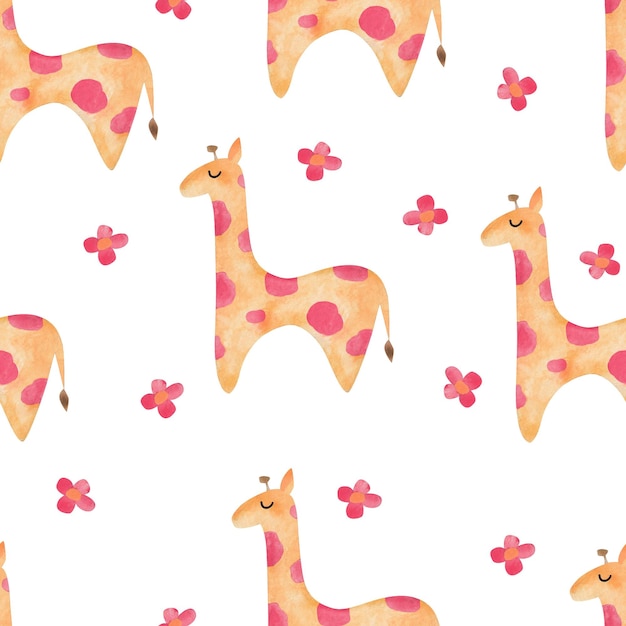 Foto leuke giraffe waterverf patroon kinderenontwerp voor textiel papier enz