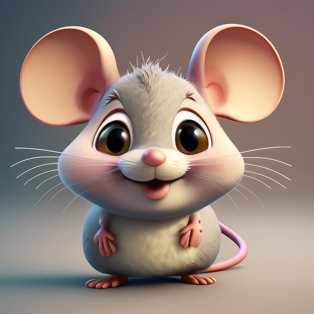 Leuke glimlach muis 3D personage