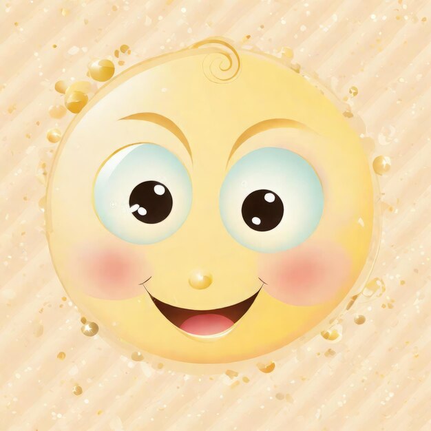 Foto leuke glimlachende emoji met een gele zon leuke glimlaggende emoji met een gele zonnevector illustratie o