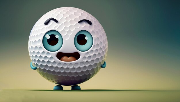 Leuke golfbal Cartoon personage kopieer ruimte