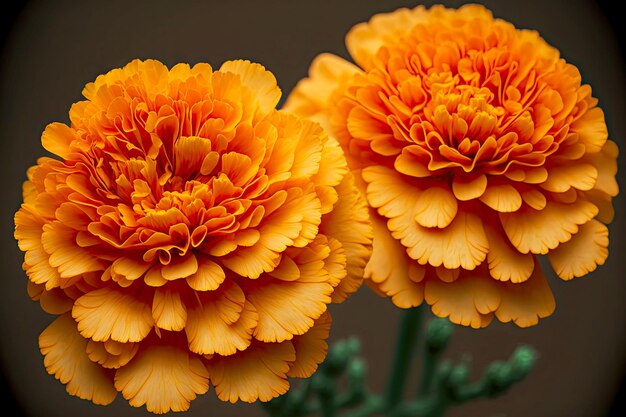 Leuke goudsbloembloemen met pluizige oranje bloemblaadjes in bloembed