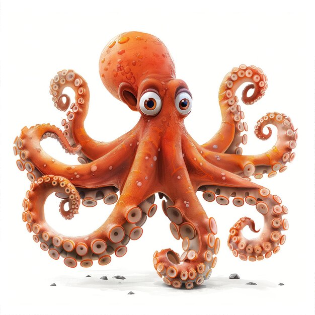 Leuke grappige tekenfilm octopus illustratie voor kinderen boek generatieve AI