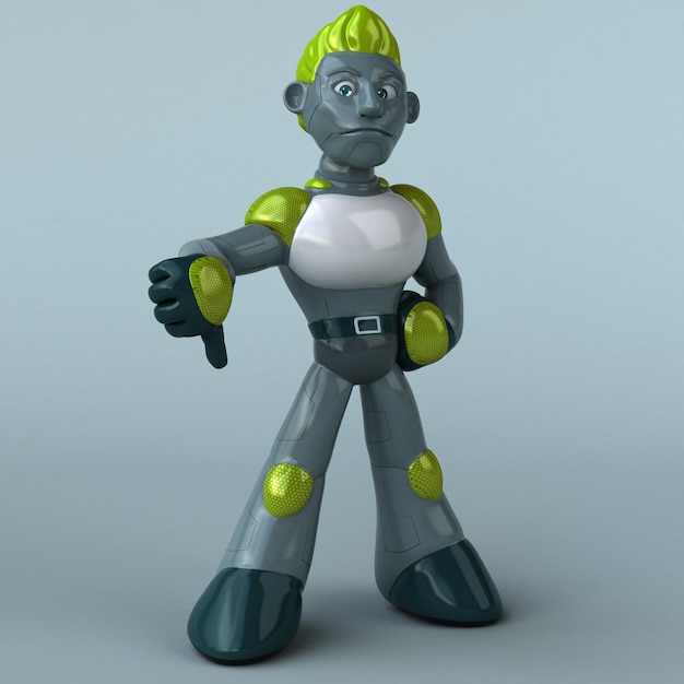 Leuke groene robot 3D illustratie