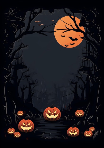 Leuke Halloween-dag elementen sierframe en sjabloon plat ontwerp voor brochure folder flyer