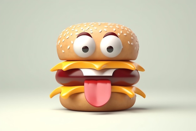 Leuke hamburger karakter 3d illustratie