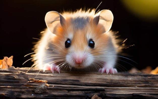 Leuke hamster kijkt uit onder de tafel fotografie