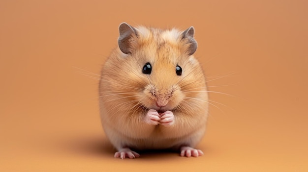 Leuke hamster op een oranje achtergrond