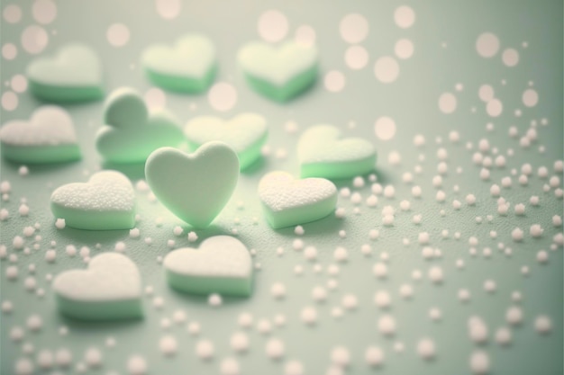 Leuke harten groen, Valentijnsdag, bokeh lichten Micro harten.