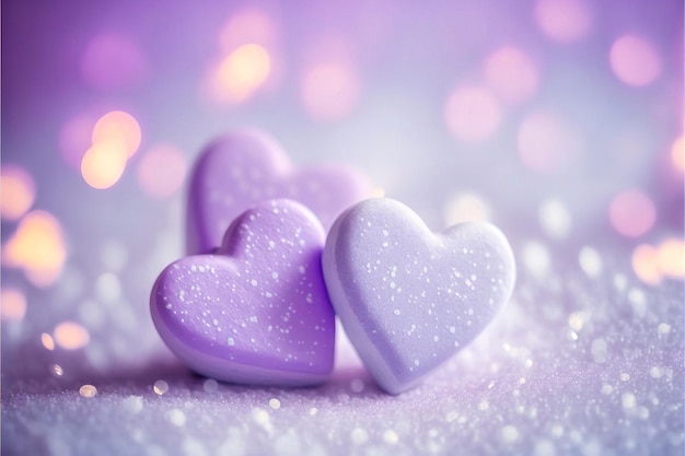 Leuke harten Violet, Valentijnsdag, bokeh lichten Micro harten.