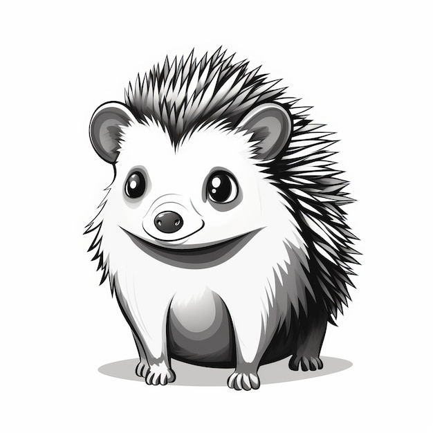 Leuke Hedgehog cartoon illustratie zwart-wit realisme