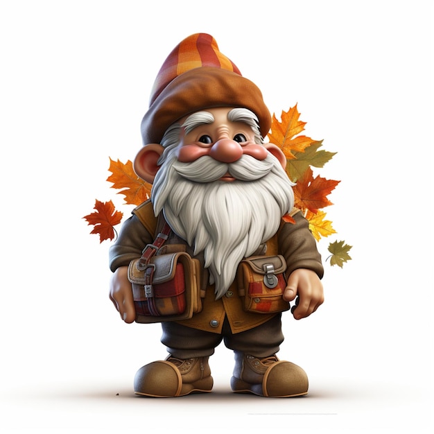 Leuke herfst seizoen gnome op witte achtergrond