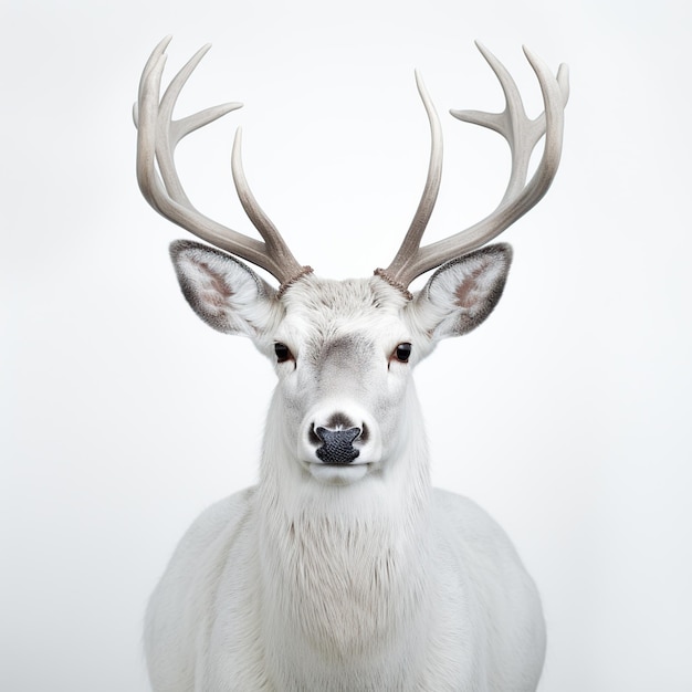 Leuke herten dieren in het wild dier witte achtergrond AI gegenereerde afbeelding