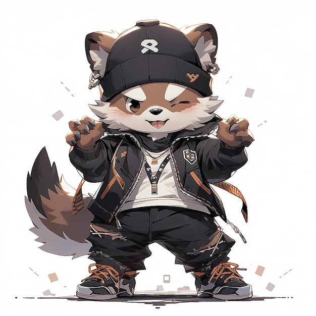 Leuke hiphopkleding in chibi-stijl.