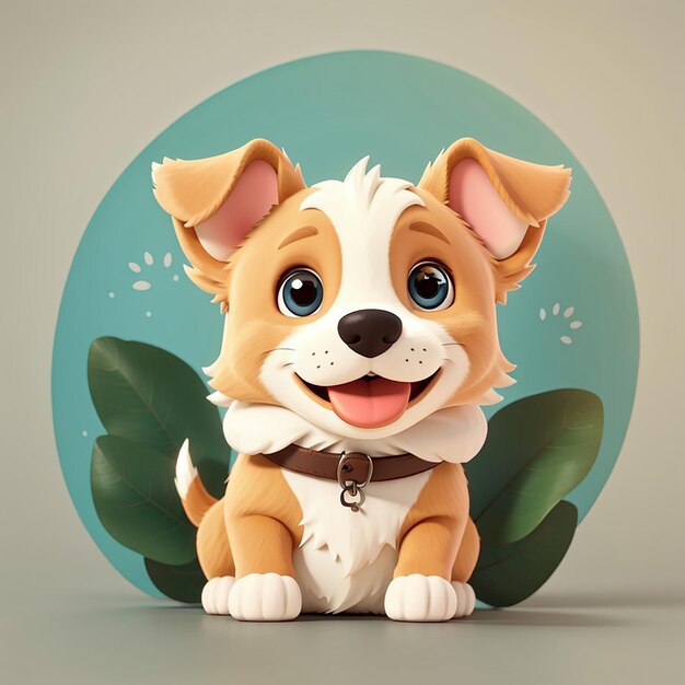 Leuke hond die met de hand zwaait cartoon vector icoon illustratie dier natuur icoon concept geïsoleerd premium