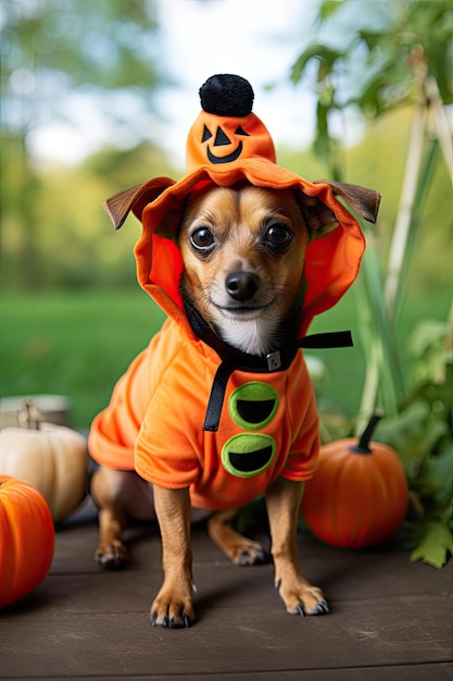 Leuke hond met Halloween kostuum Seizoensfeest Generatieve AI