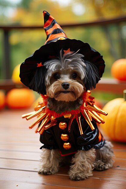 Leuke hond met Halloween kostuum Seizoensfeest Generatieve AI