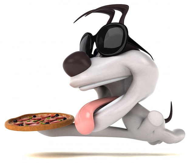 Leuke hond met pizza