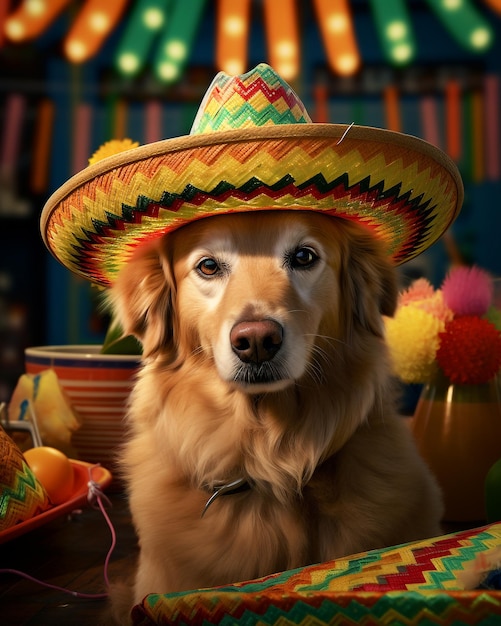 Leuke Hond op Cinco de Mayo Achtergrond