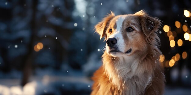 Leuke hond op de achtergrond van Kerstmis