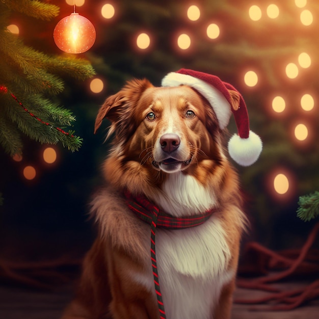 Leuke hond portret kerst lichte achtergrond