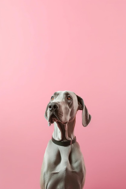 Leuke hond van het Weimaraner ras poseert