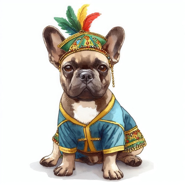 Leuke hond verkleed voor een festival.