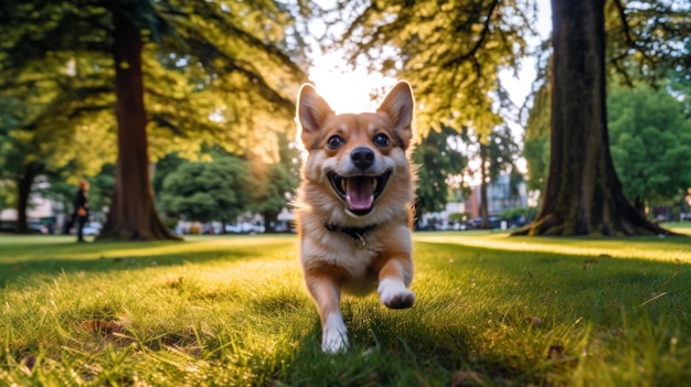 Leuke hondenspelen in park Illustratie AI GenerativexA