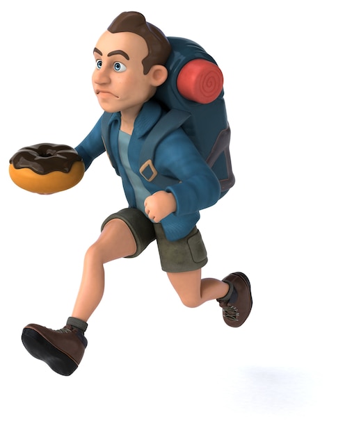 Leuke illustratie van een 3D cartoon backpacker