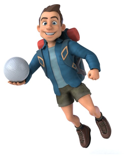 Leuke illustratie van een 3D cartoon backpacker