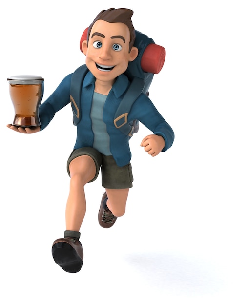 Leuke illustratie van een cartoon backpacker