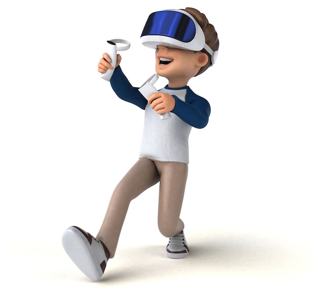 Leuke illustratie van een cartoonkind met een VR-helm