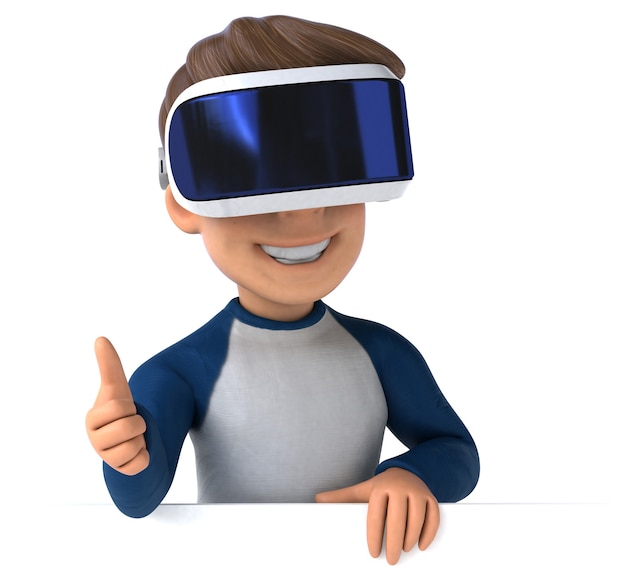 Leuke illustratie van een cartoonkind met een VR-helm