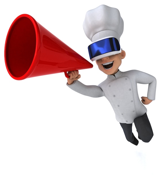 Leuke illustratie van een chef-kok met een VR-helm