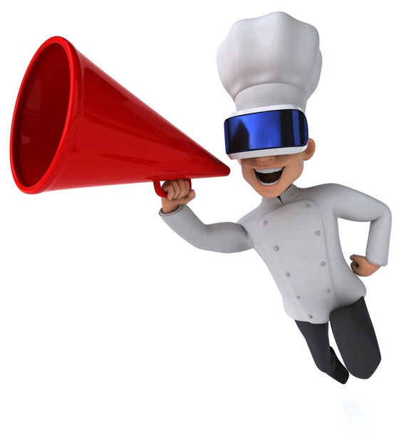 Leuke illustratie van een chef-kok met een VR-helm