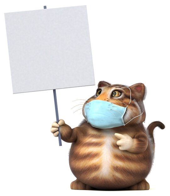 Leuke illustratie van een kat met een masker