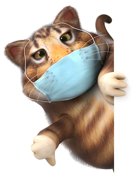 Leuke illustratie van een kat met een masker