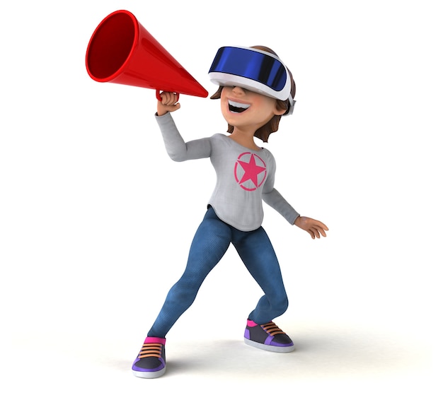 Leuke illustratie van een tienermeisje met een VR-helm